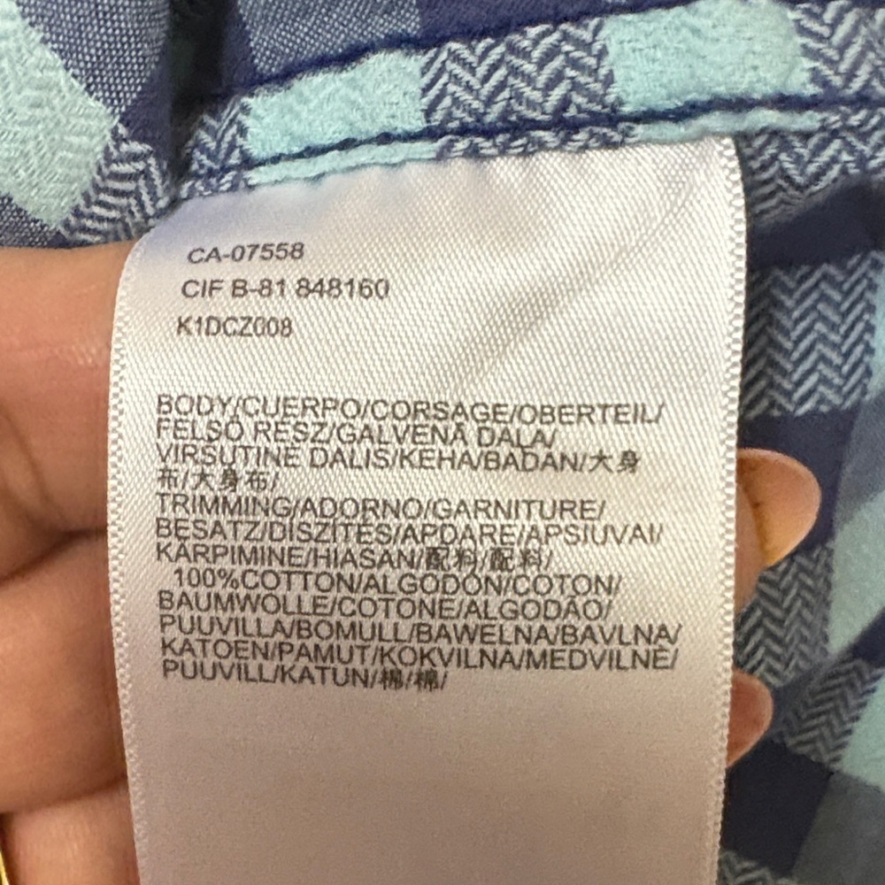 4/$20 Mexx Blue Checkered Kids Button-Down Shirt, size 6 - Picture 3 of 9